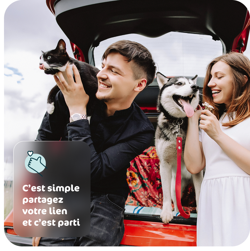 Un homme carressant son chien assuré chez Assur O'Poil et satisfaite de son remboursement